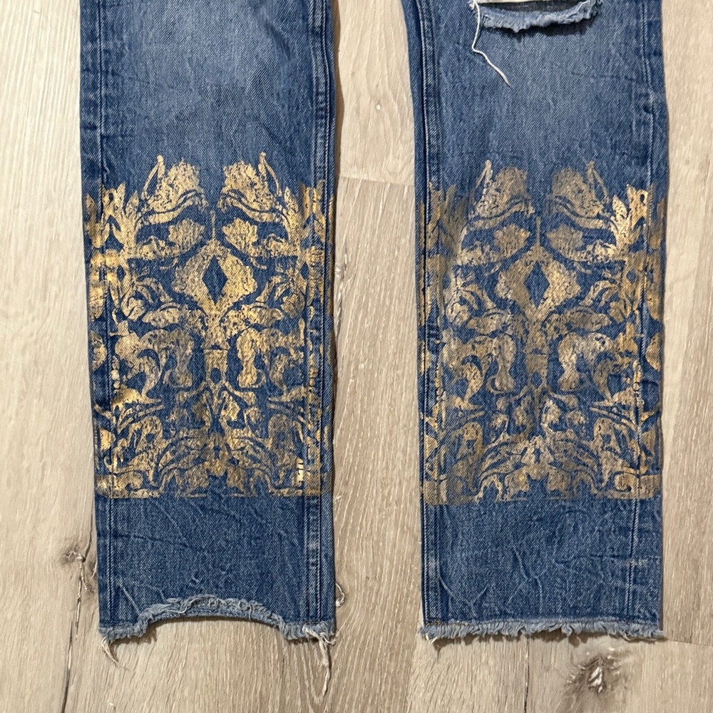 We The Free Blue Jeans with Gold Pattern‎ - Picture 3 of 6